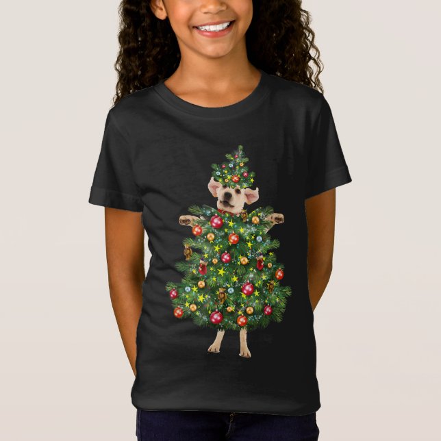 Camiseta Engraçada Árvore de Natal de Cão Presente (Frente)