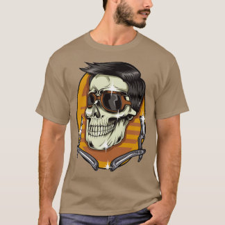 Camiseta engraçada Barbearia do crânio legal cabelo