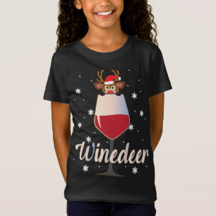 Camiseta Engraçada, Bonita, Reindeer Wine Drinker Christma