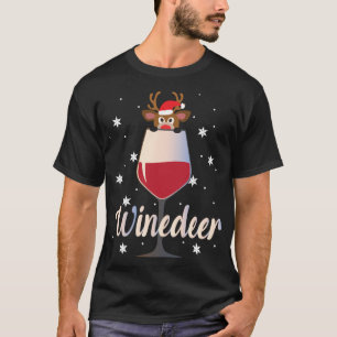 Camiseta Engraçada, Bonita, Reindeer Wine Drinker Christma