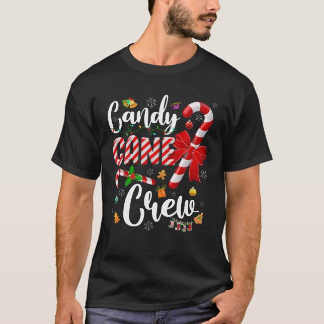 Camiseta Engraçada Candy Cane Crew Natal Doces Luz (Frente)