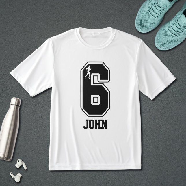 Camiseta Engraçada Casal Corrida Número 6 Nome Per (Criador carregado)