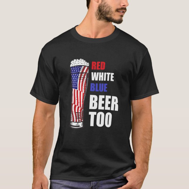 Camiseta Engraçada Cerveja Vermelha Branca Azul Muito Ameri (Frente)