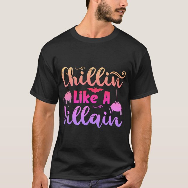 camiseta engraçada CHILLIN' COMO UM VILLAIN-01 (Frente)