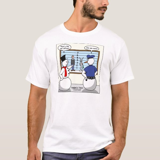 Camiseta engraçada com boneco de neve na formação  (Frente)
