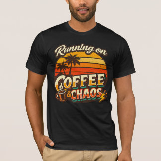 Camiseta engraçada com citação 'Correndo com Café