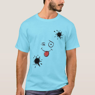 Camiseta Engraçada com Rosto Sorridente e Salpico