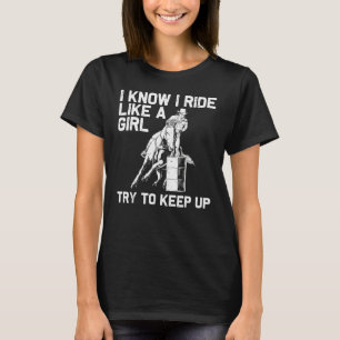 Camiseta Engraçada Corrida De Barrel Para Mulheres Rodeio H