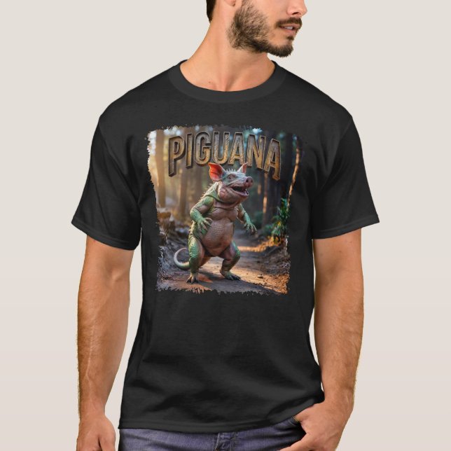 Camiseta Engraçada Criação de Combo Fotográfico Piguana (Frente)