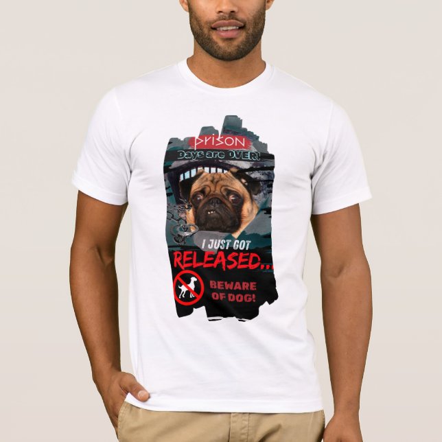 Camiseta Engraçada Cuidado com o Cachorro – Camise (Frente)