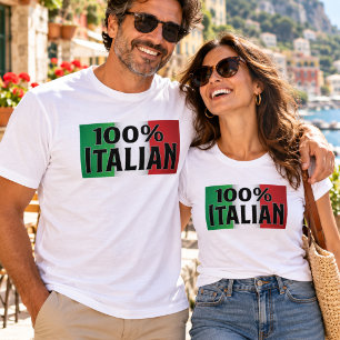Camiseta engraçada da bandeira italiana 100% itali