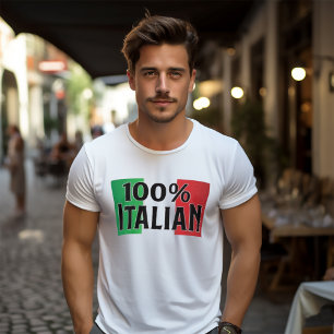 Camiseta engraçada da bandeira italiana 100% itali