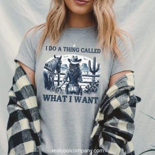 Camiseta Engraçada da Cowgirl Eu Faço uma Coisa Ch