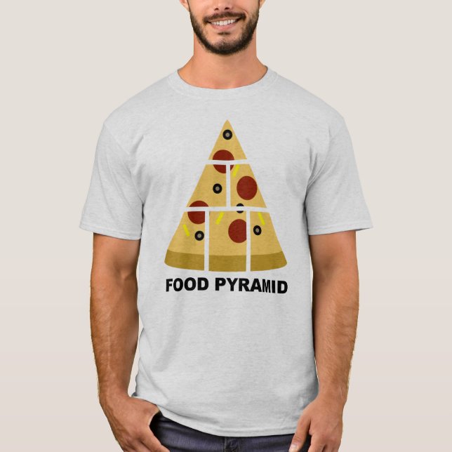 Camiseta engraçada da pirâmide alimentar de pizza (Frente)