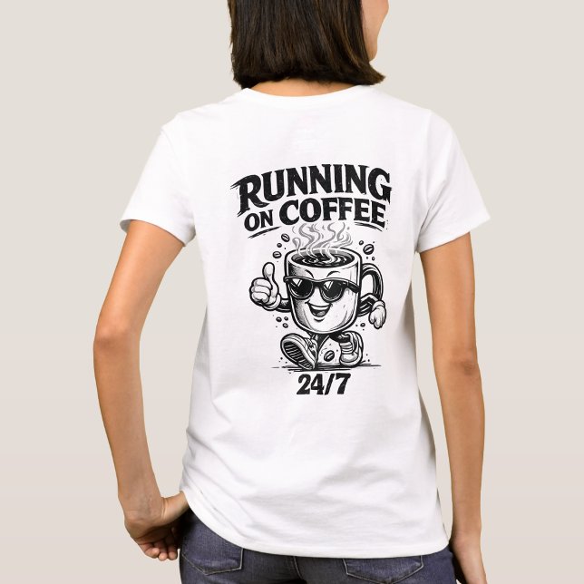 Camiseta Engraçada de Amante de Café Funcionando c (Criador carregado)