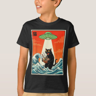 Camiseta engraçada de anime japonês Ramen de gato