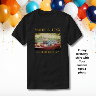 Camiseta engraçada de aniversário com foto persona