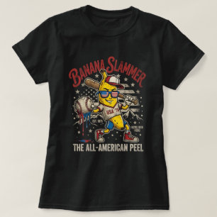 Camiseta engraçada de beisebol banana vintage patr