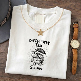 Camiseta engraçada de café tartaruga mal-humorada