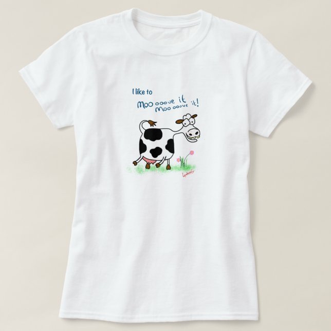 Camiseta engraçada de cartoon de vaca louca Eu gos (Frente do Design)