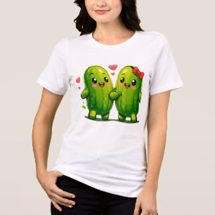 Camiseta engraçada de casal de pepino fofo para