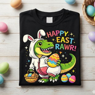 Camiseta engraçada de coelho de dinossauro feliz d