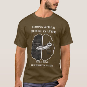 Camiseta engraçada de desenvolvedor Antes vs Depoi
