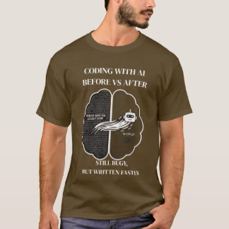 Camiseta engraçada de desenvolvedor Antes vs Depoi