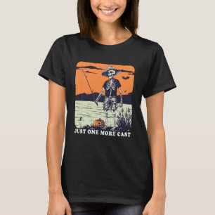 Camiseta Engraçada de Esqueleto Pescando Só Mais U