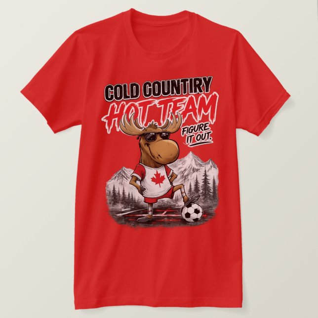 Camiseta engraçada de futebol do Canadá com alce (Frente do Design)