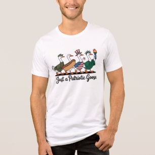 Camiseta Engraçada de Gansos Patrióticos Marchando