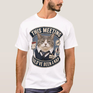 Camiseta engraçada de gato com a frase 'Esta Reuni