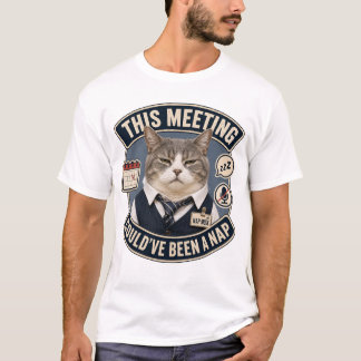 Camiseta engraçada de gato com a frase 'Esta Reuni