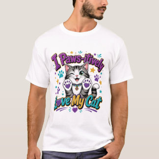 Camiseta engraçada de gato 'Eu amo positivamente o