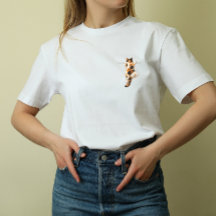 Camiseta engraçada de gato malhado Pendure-se lá