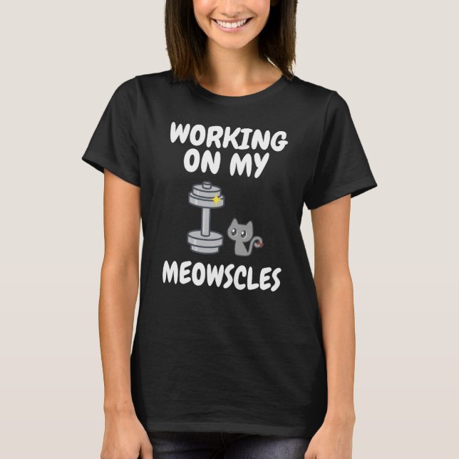 Camiseta Engraçada de Gato Malhando Meu Meowscles (Frente)