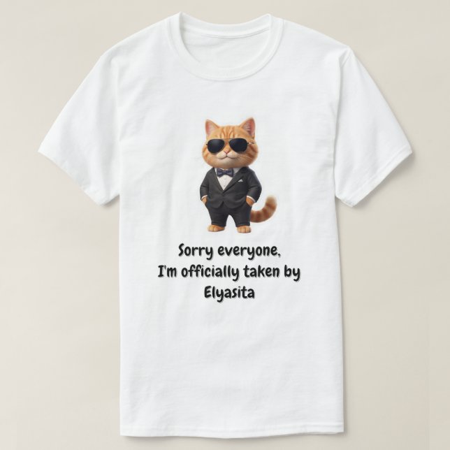 Camiseta engraçada de gato "Oficialmente tomado po (Frente do Design)