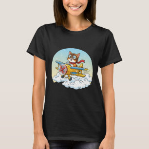 Camiseta engraçada de gato piloto Aviador