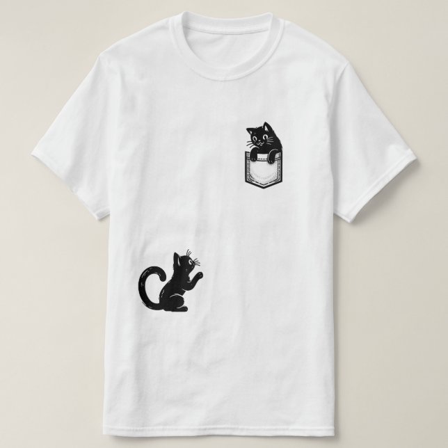 Camiseta engraçada de gato preto (Frente do Design)