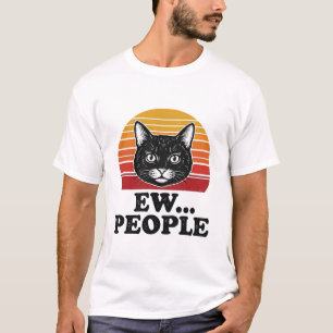 Camiseta engraçada de gato preto ew pessoas pôr do