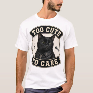 Camiseta engraçada de gato preto 'Muito Fofo Para 