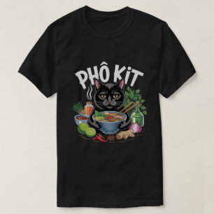 Camiseta engraçada de gato preto “Phô Kit”