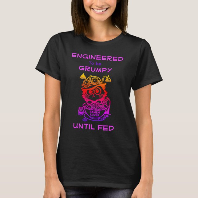 Camiseta engraçada de gato Ramen Steampunk para ne (Frente)