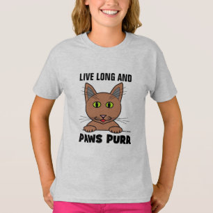 Camiseta engraçada de gato Viva Longo e PAWS PURR