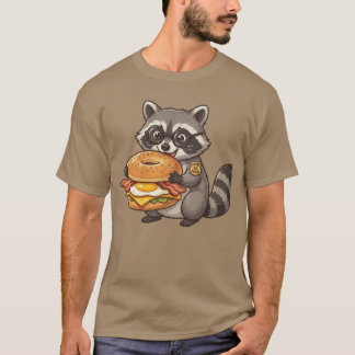 Camiseta Engraçada de Guaxinim com Sanduíche de Ca