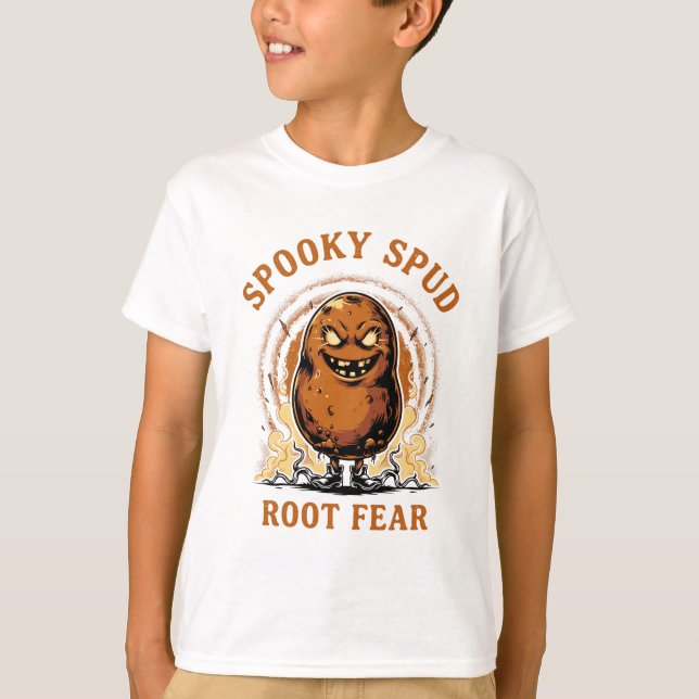 Camiseta engraçada de Halloween - Batata Assustado (Frente)