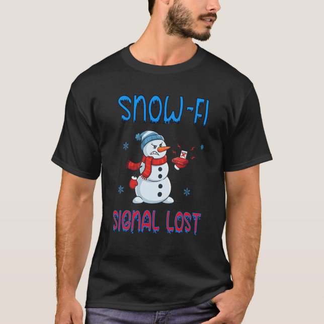 Camiseta Engraçada de Inverno Sinal Snow-Fi Perdid (Frente)