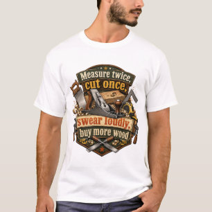 Camiseta engraçada de marcenaria - Meça duas vezes