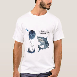 Camiseta engraçada de mergulhador de tubarão hora