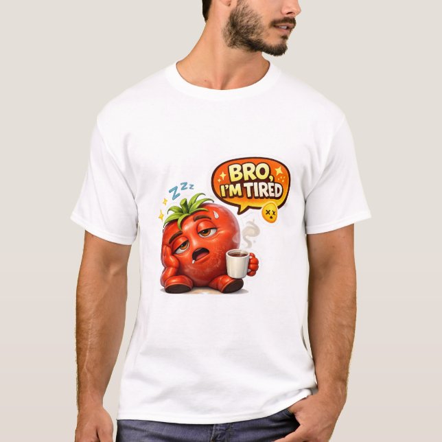 Camiseta engraçada de morango "Bro tô cansado" (Frente)